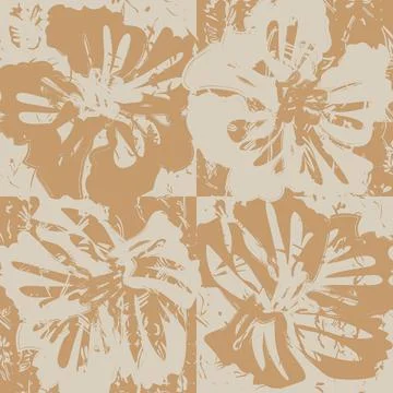 Pattern-on-Pattern Brown Brushstroke Floral seamless pattern design Stockillustratie