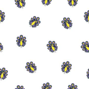 Pattern - peacock on a white background. Stock Illustration