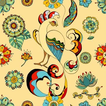 Pattern peacocks Stock Illustration