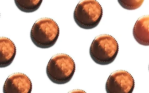 Pattern of peanut butter filled snack covered in chocolate isolated on white Stock Illustration