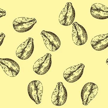 Pattern peanut nut food raw sketch hand drawn Stock Illustration