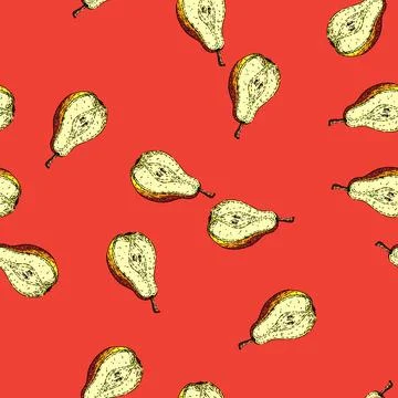 Pattern pear cut sketch hand drawn Stockillustratie