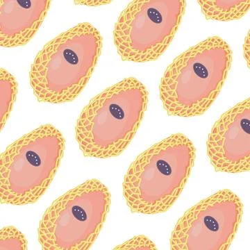 A pattern of pear fruit wrapped net and sticker label issolated on white  Stock Illustration