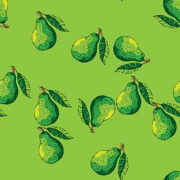 Pattern pear green sketch hand drawn Stock Illustration