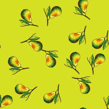Pattern pear leaf sketch hand drawn イラスト素材