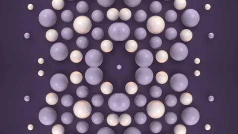 Pattern of pearlescent spheres on purple background. 3d rendering loop animation Stock Footage 247048882