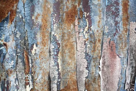 Pattern of peeling paint on rusty metal Foto stock
