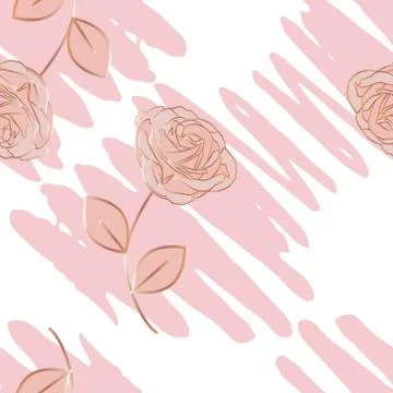 Pattern with pencil stroke and a roses Stock Illustration