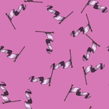 Pattern pennant flag waving sketch hand drawn 库存插图