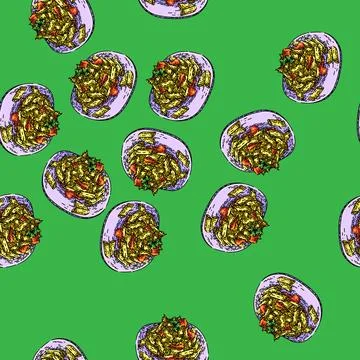 Pattern penne pasta sketch hand drawn Stock Illustration