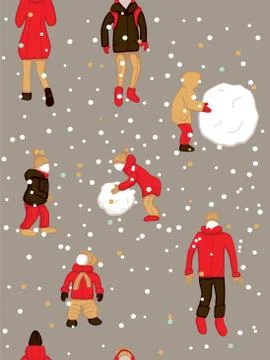 Pattern with people outdoor in the minimalistic flat design. Stock Illustration