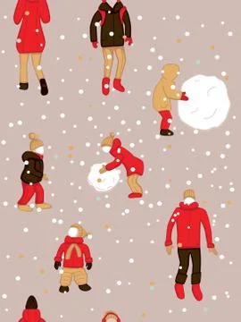 Pattern with people outdoor in the minimalistic Stock Illustration