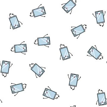Pattern people phone character cartoon vector Stock Illustration