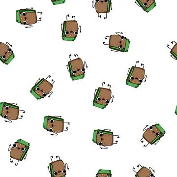 Pattern people purse character cartoon vector Stock Illustration
