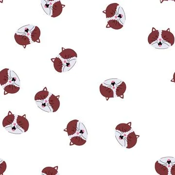 Pattern pet cat face cartoon vector Stock Illustration