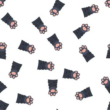 Pattern pet cat paw cartoon vector Illustrazione stock