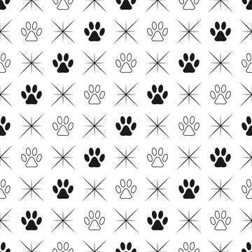 Pattern with pet footprint in square diagonal grid Stock Illustration