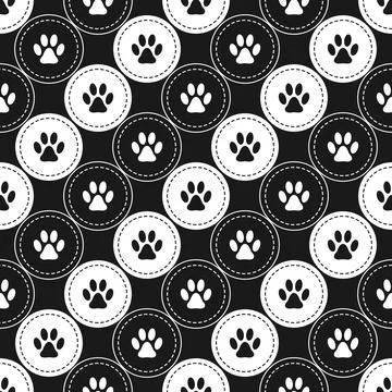 Pattern with pet footprints in circles Stock Illustration