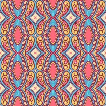 Pattern with petals and swirls Stock Illustration