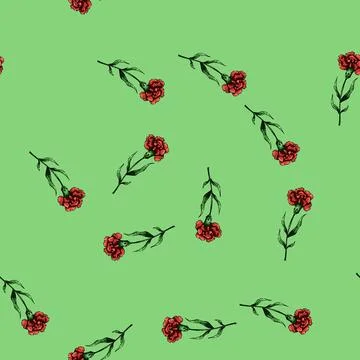 Pattern petals carnation sketch hand drawn Stock Illustration