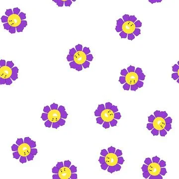 Pattern petals flower face cartoon vector Illustrazione stock
