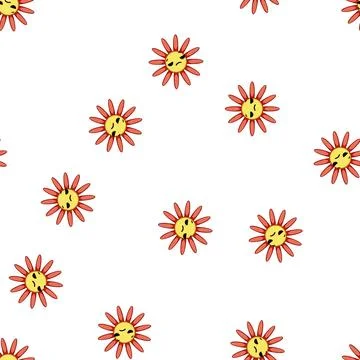 Pattern petals flower face cartoon vector Stock Illustration