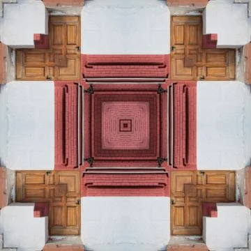 A pattern from the photo, a kaleidoscope - an element for a patchwork. The ar Stock Photos