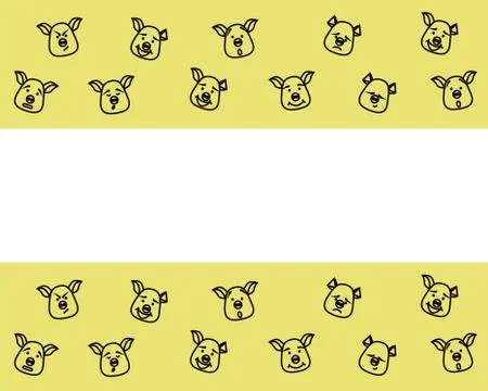 Pattern of pig head with different emotions, meme, icon. Single, vector image Illustrazione stock