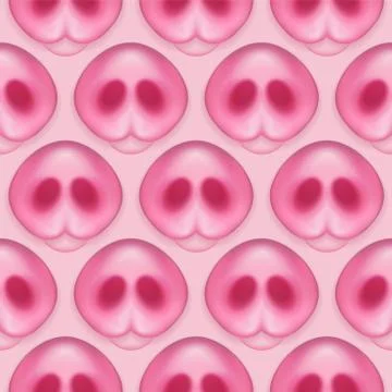 Pattern of Pigs noses. Cute Pig's Snout on soft pink frame. Greeting icon of Stock Illustration