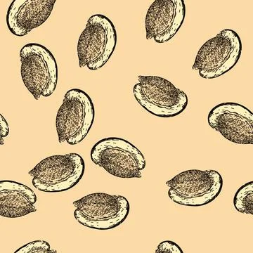 Pattern pile sunflower seed sketch hand drawn Stock Illustration