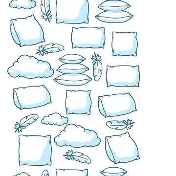 Pattern with pillows. Accessories for sleeping and bedding. Stock Illustration