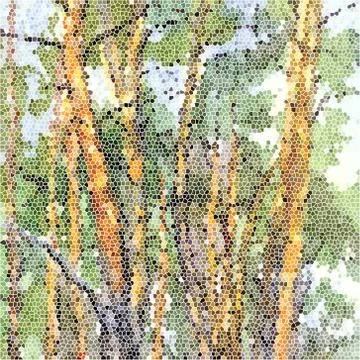 Pattern from pine forest watercolor landscape. Colorful abstract geometric sh Stock Illustration