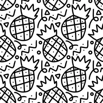 Pattern of pineapple doodle Stock Illustration