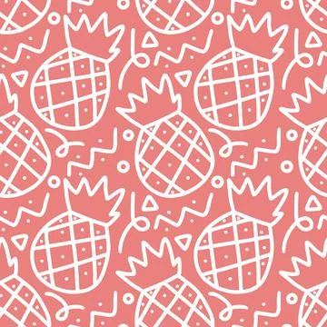 Pattern of pineapple doodle Stock Illustration