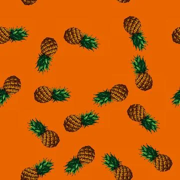 Pattern pineapple fruit sketch hand drawn Stock Illustration