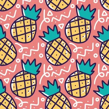 Pattern of pineapple hand drawing Stock Illustration
