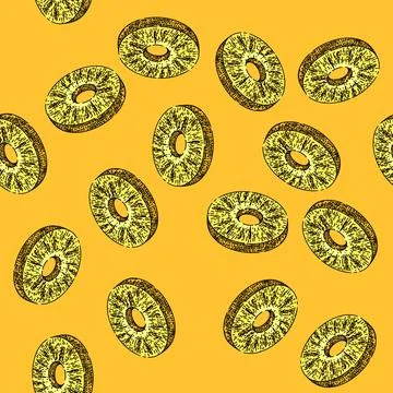 Pattern pineapple slice round sketch hand drawn Illustrazione stock