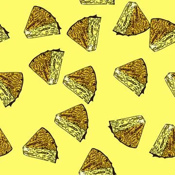 Pattern pineapple slice sketch hand drawn Stock Illustration
