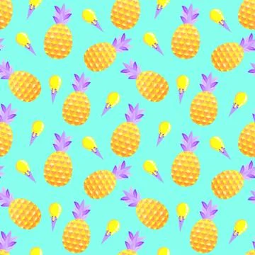 Pattern with pineapples and ice cream Stock Illustration