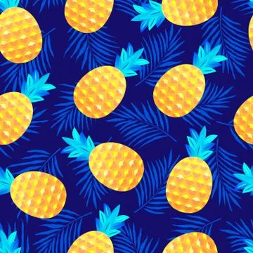 Pattern with pineapples and leaves Stock Illustration
