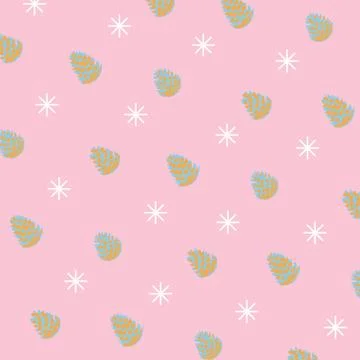 Pattern of pinecones and snowflakes Stock Illustration