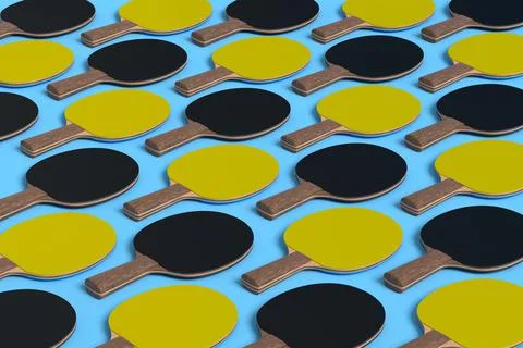Pattern from ping pong rackets for table tennis on blue background Stock Illustration