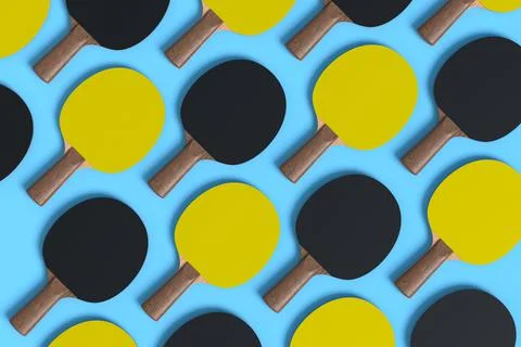 Pattern from ping pong rackets for table tennis on blue background Stock Illustration