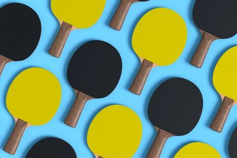 Pattern from ping pong rackets for table tennis on blue background Stock Illustration