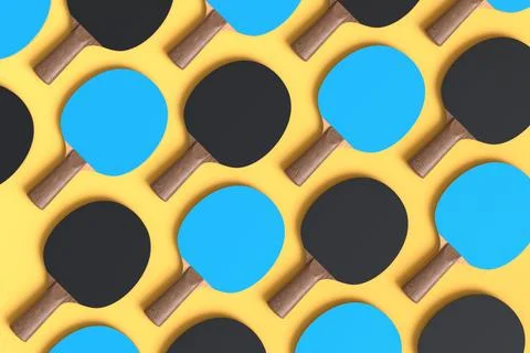 Pattern from ping pong rackets for table tennis on yellow background Stock Illustration