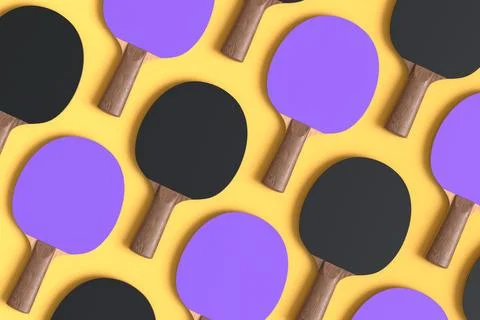 Pattern from ping pong rackets for table tennis on yellow background Stock Illustration