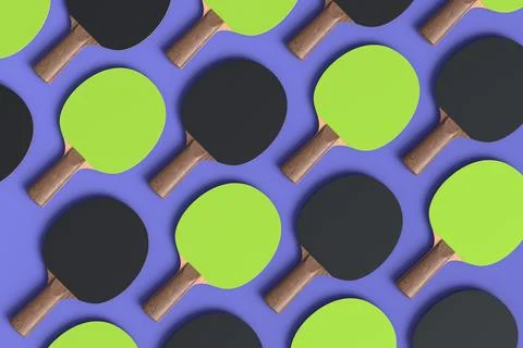 Pattern from ping pong rackets for table tennis on violet background Stock Illustration