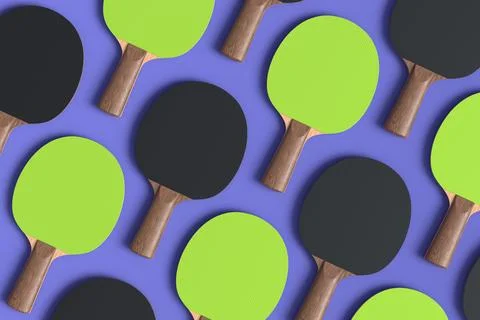 Pattern from ping pong rackets for table tennis on violet background Stock Illustration