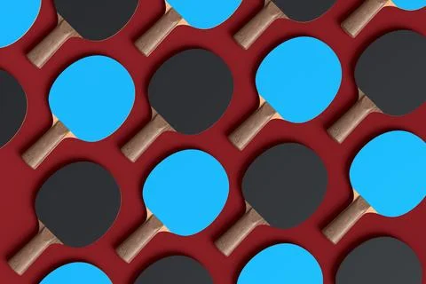 Pattern from ping pong rackets for table tennis on red background Stock Illustration