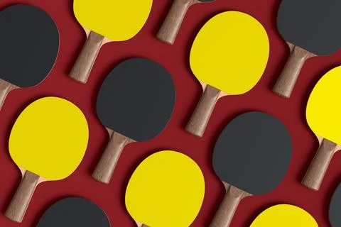 Pattern from ping pong rackets for table tennis on red background Stock Illustration